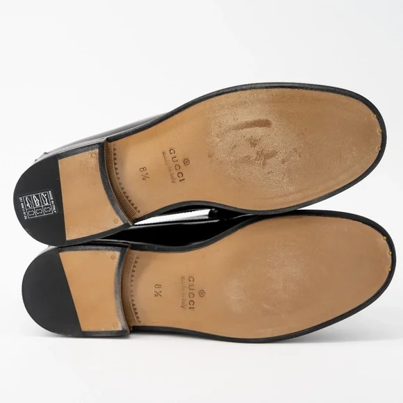 size 8.5G - Gucci Black Leather Loafers GG Interlocking